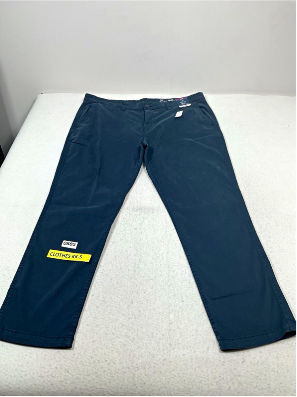Men’s George Slim Fit Stretch Chino Pants 42W Blue Flat Front Twill